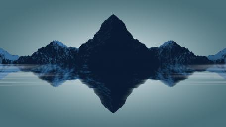 Low-poly blue landscape wallpaper