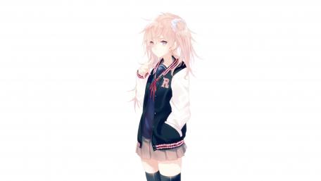 Serene Schoolgirl in Anime Style wallpaper