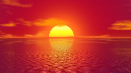 Burning Sunset Over Tranquil Horizon wallpaper