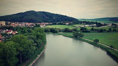 Tranquil River and Hill Landscape Wallpaper wallpaper
