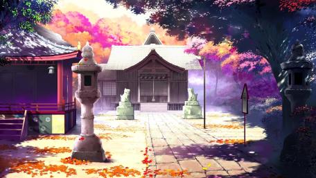 Tranquil Anime Shrine Scene wallpaper