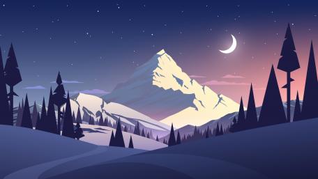 Winter landscape minimalist digital art wallpaper