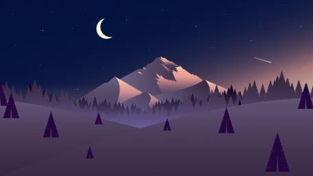 Purple winter minimal landscape wallpaper
