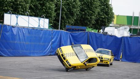 Dynamic Yellow Taxi Cars in Action wallpaper