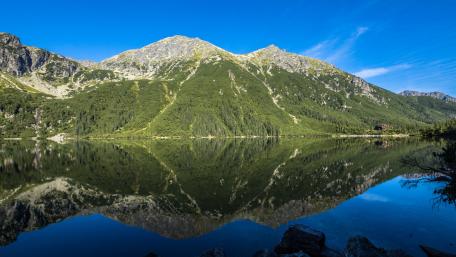 Serene Mountain Reflection in a Tranquil Lake wallpaper
