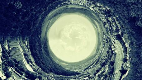 Abstract Cityscape in Monochrome Swirl wallpaper