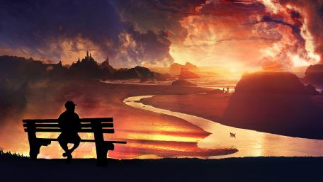 Serene Evening in a Fantasy World wallpaper