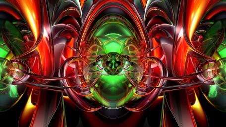 3D red and green abstraction wallpaper