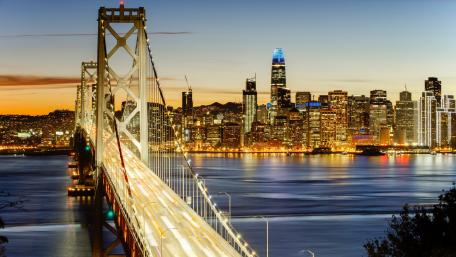 The illuminated Oakland Bay Bridge wallpaper