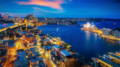Sydney skyline at dusk wallpaper