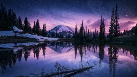 Tipsoo Lake on a winter night wallpaper