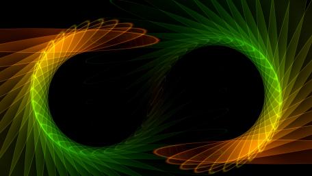 Rotating green and orange graphics wallpaper