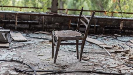 Old chair in Chernobyl wallpaper