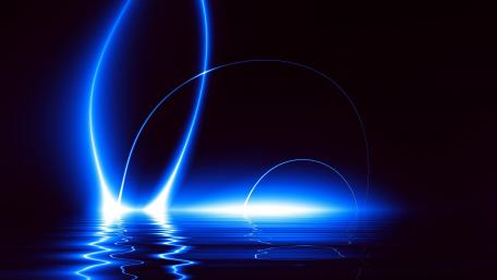 Blue Luminous Arcs Over Serene Waters wallpaper