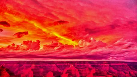 Red canyon digital painting art wallpaper