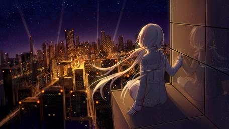 Alone above the city wallpaper