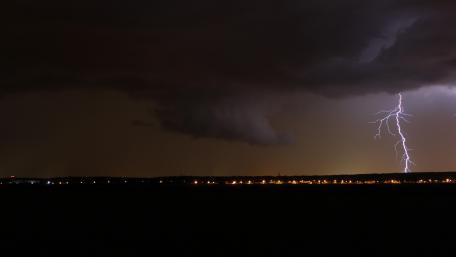 Wall Cloud & Cloud-to-Ground Lightning wallpaper