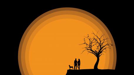 Romantic autumn sunset wallpaper