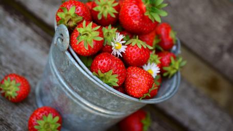 A bucket of strawberry wallpaper