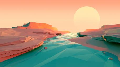 Low-poly landscape wallpaper