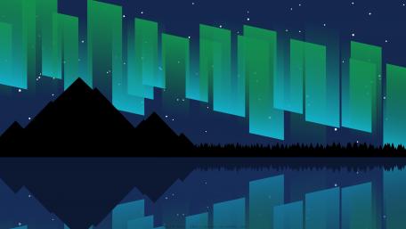 Night landscape reflection minimal art wallpaper