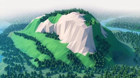 Green low-poly landscape wallpaper