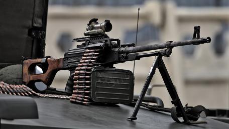 Powerful Military Assault Rifle Displayed wallpaper