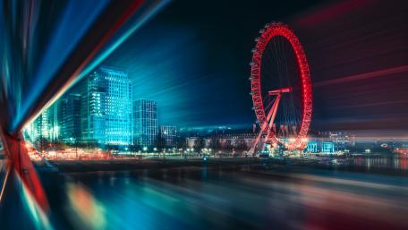 London Eye at night long exposure photography wallpaper