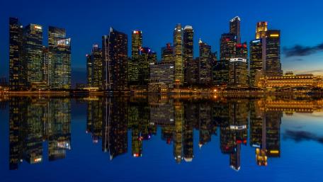 Stunning City Reflection at Dusk wallpaper