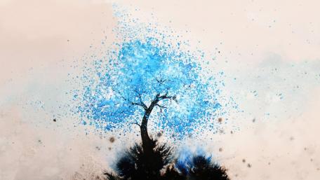Blue tree abstract art wallpaper