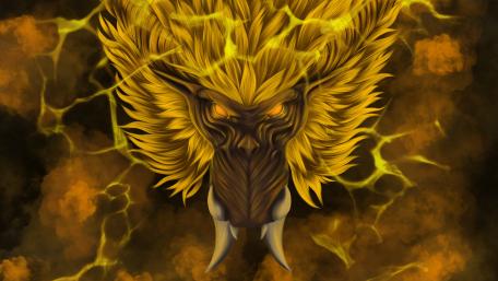 Demonic beast with glowing eyes wallpaper