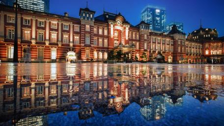 Stunning City Reflection at Night wallpaper
