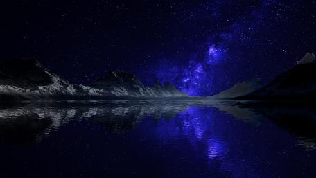 Blue Milky Way reflected wallpaper