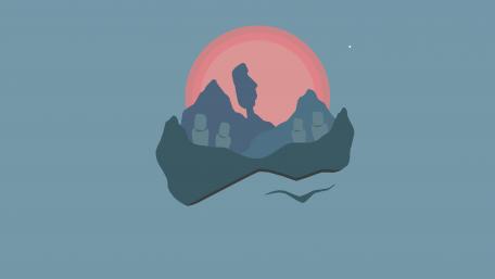 Moai statues minimal art wallpaper