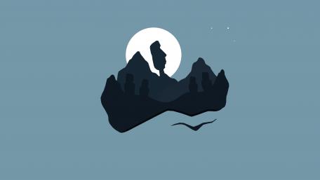 Moai statues at night minimal art wallpaper