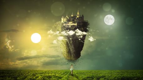 Floating castle wallpaper