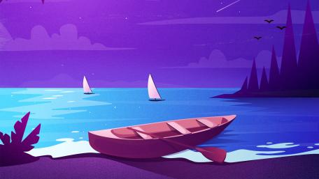Purple night minimal seascape wallpaper