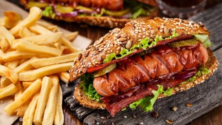 Hot dog and French fries wallpaper