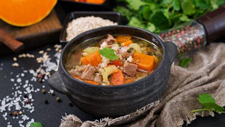 Hearty Vegetable and Meat Soup Delight wallpaper