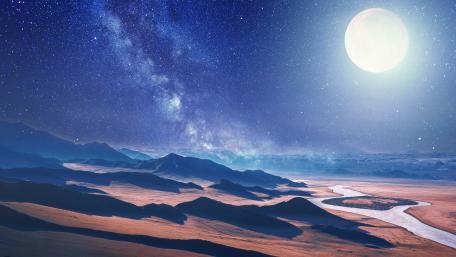 Full moon and milky way wallpaper
