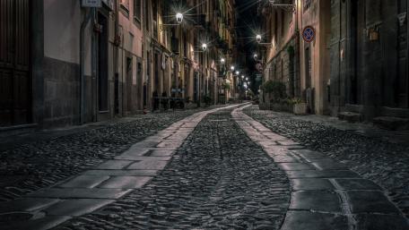 Night street in Bosa wallpaper
