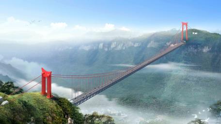 Red bridge concept art wallpaper