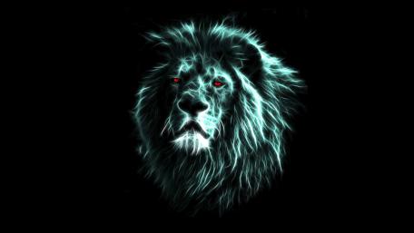 Demonic lion with red eyes wallpaper