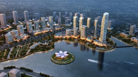 Round artificial island wallpaper