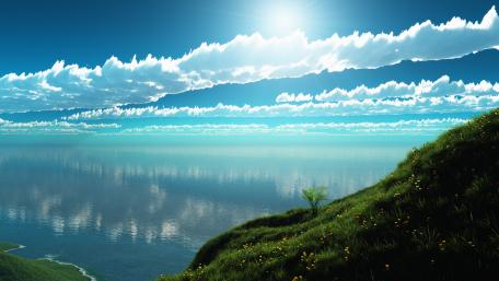 Blue sky on a sunny day wallpaper