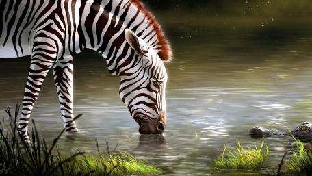 Zebra and crocodile wallpaper