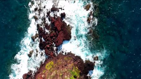 Rocky seashore from above wallpaper