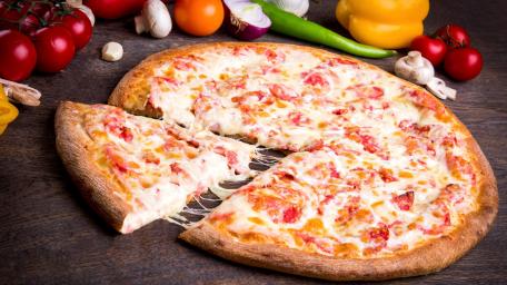 Delicious Freshly Baked Pizza Slice Wallpaper wallpaper