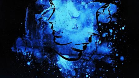 Blue faces in the dark wallpaper