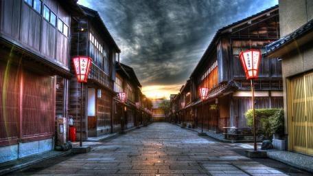 Quiet Evening in a Historic Town wallpaper